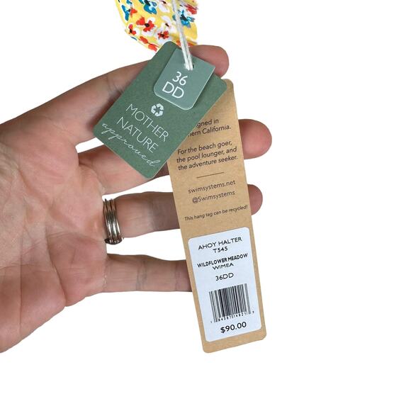 SWIM SYSTEMS Ahoy Halter Swimsuit Top Wildflower Meadow Size 36DD NWT Yellow - Picture 4 of 7